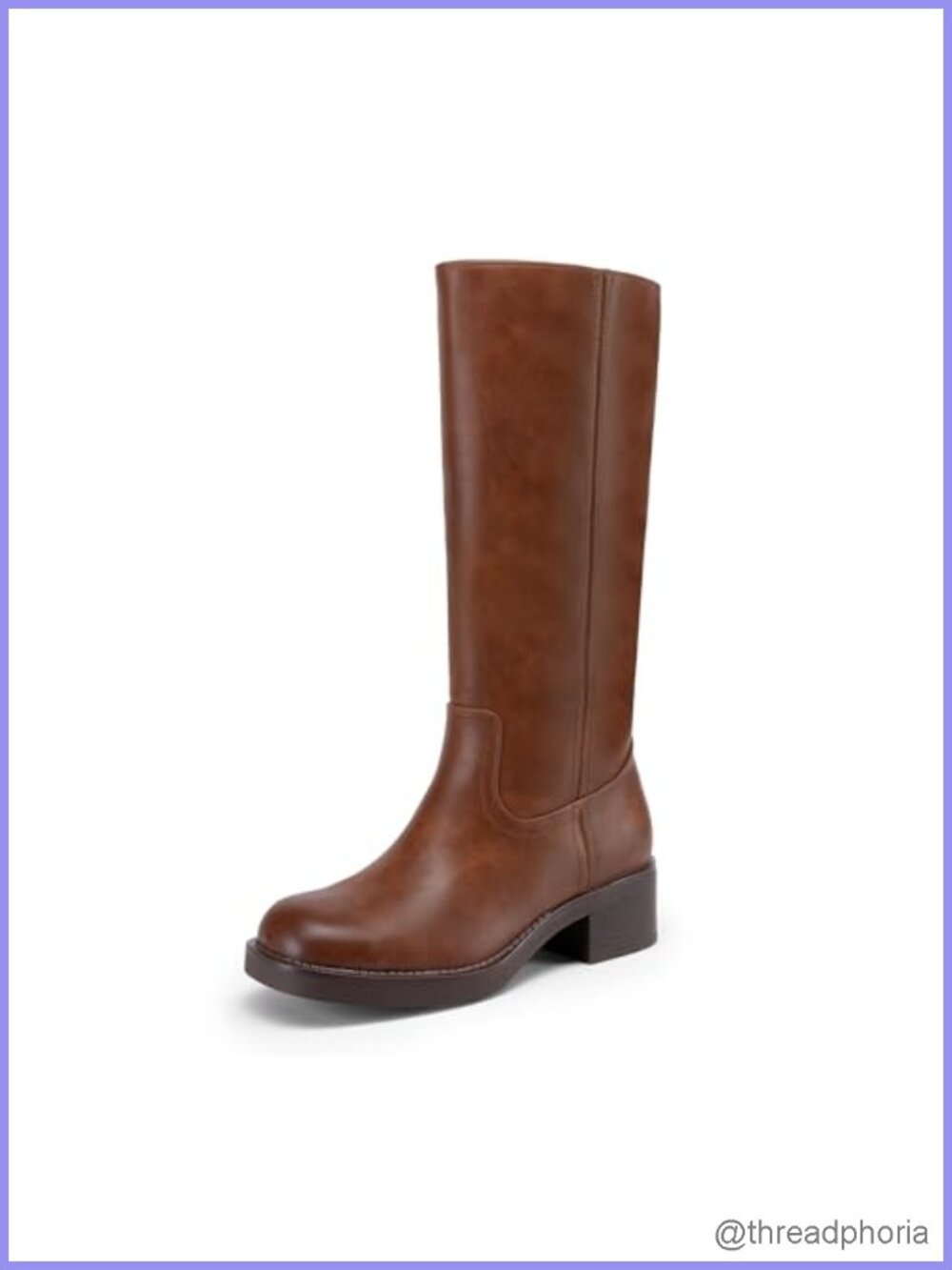Faux Leather Square Toe Platform Knee High Riding Boots